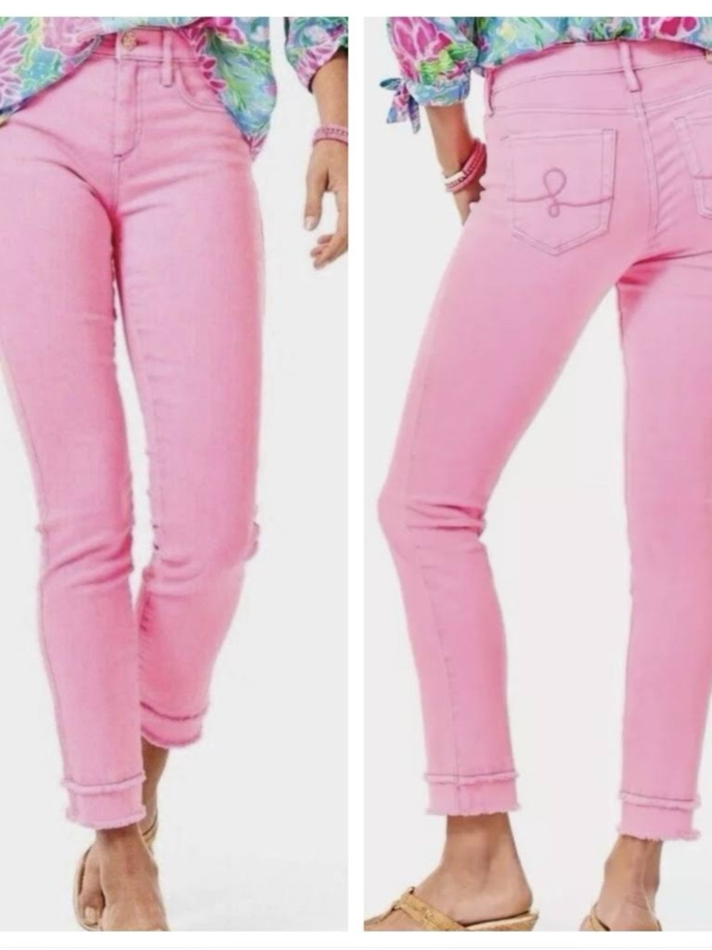 Lilly Pulitzer South Ocean High Rise Skinny Jeans, Calla Lilly Pink, Size 10